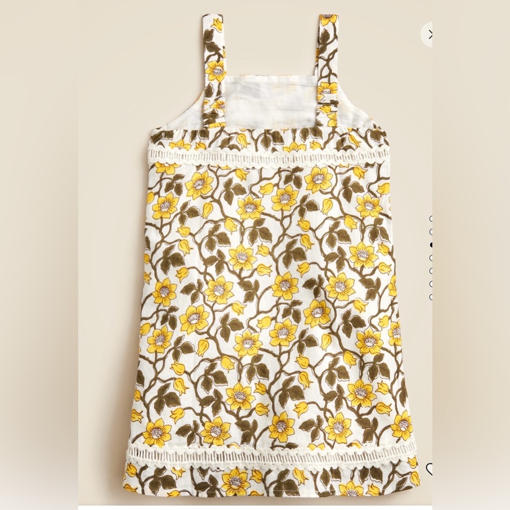 NWT crewcute Girls' rickrack dress in daffodil linen-cotton blend - Picture 3 of 6